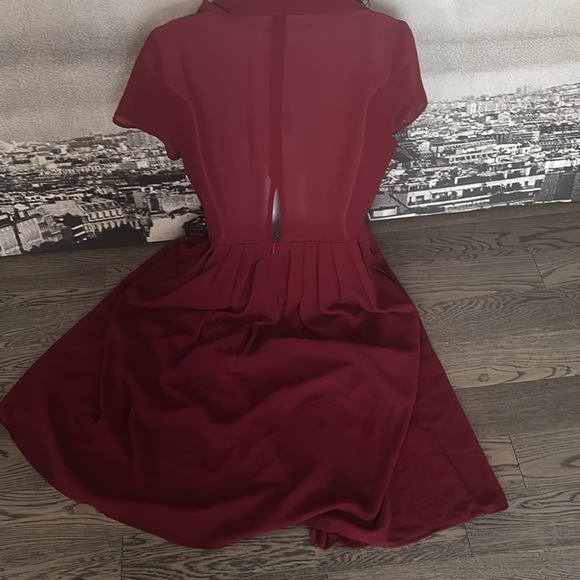 Re named Burgundy Wrap Chiffon Dress M - Picture 6 of 14